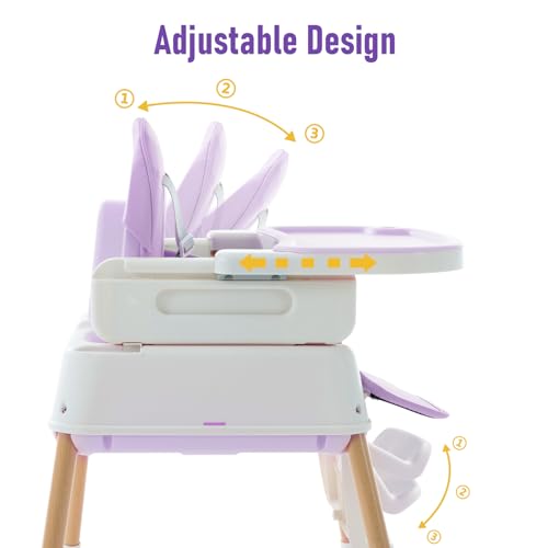 3-in-1 Portable Baby High Chair - Adjustable Convertible Feeding Chair with Detachable Tray
