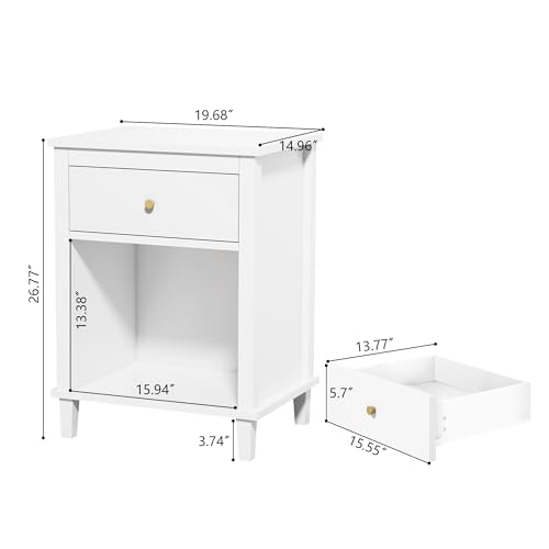 Kids Nightstand with Drawer White