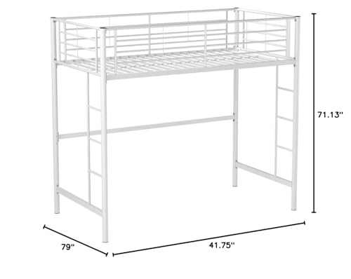 Metal Twin Loft Bed with Ladder