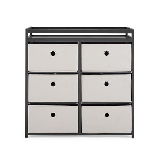 Changing Table with Fabric Storage Bins and Shelves