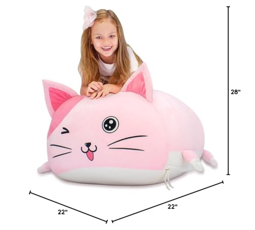 Pink Cat Bean Bag Chair Storage for Kids