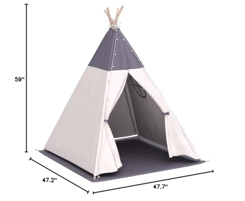 Kids Teepee Tent with LED Lights and Mat