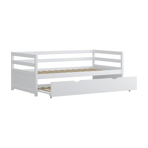 Twin Daybed with Trundle White Wood