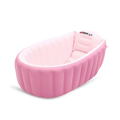 Baby Bathtub, Kid Infant Toddler Infant Newborn Inflatable Foldable Shower Pool (Pink)