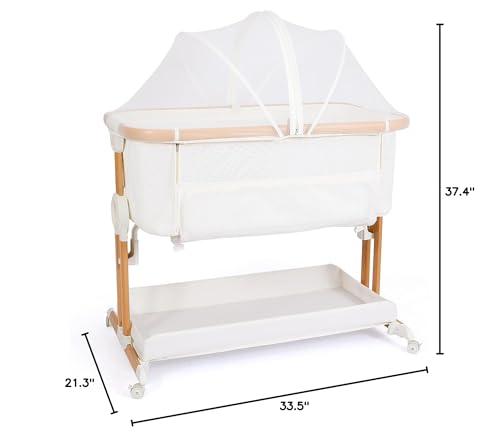 Baby Bassinet Bedside Sleeper 2 in 1 with Wheels