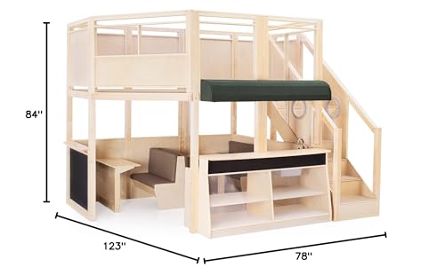 Wooden Indoor Play Kitchen Loft with Climber