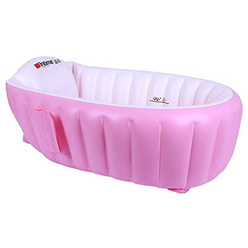 Baby Bathtub, Kid Infant Toddler Infant Newborn Inflatable Foldable Shower Pool (Pink)
