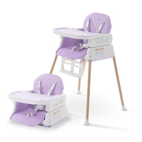 3-in-1 Portable Baby High Chair - Adjustable Convertible Feeding Chair with Detachable Tray