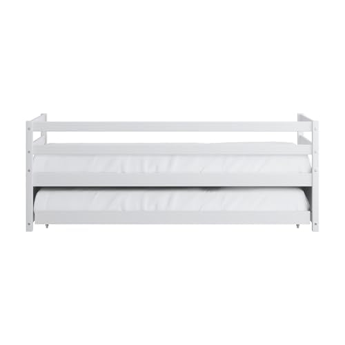 Twin Daybed with Trundle White Wood
