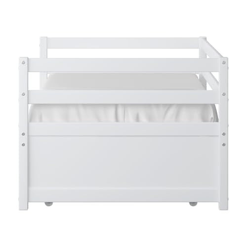 Twin Daybed with Trundle White Wood