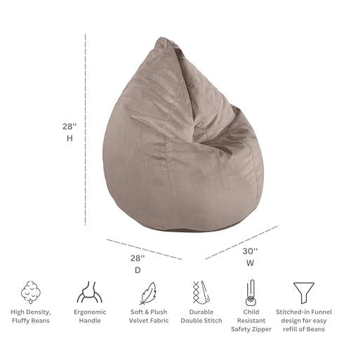 Teardrop Bean Bag Chair Velvet Tan