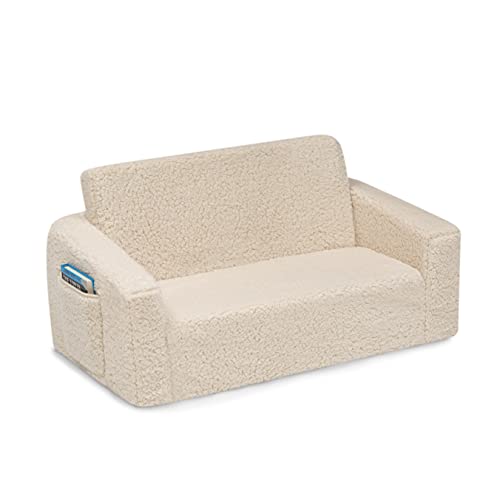 Kids Convertible Sofa to Lounger with Sherpa Slipcover