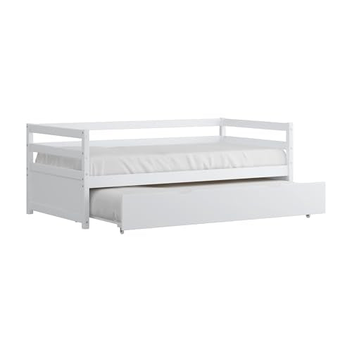 Twin Daybed with Trundle White Wood