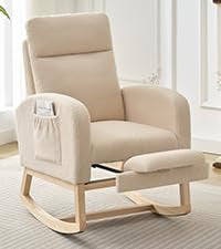 Modern Nursery Rocking Chair with Footrest