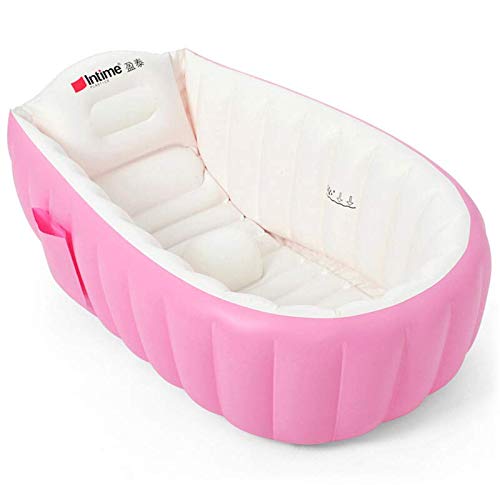 Baby Bathtub, Kid Infant Toddler Infant Newborn Inflatable Foldable Shower Pool (Pink)