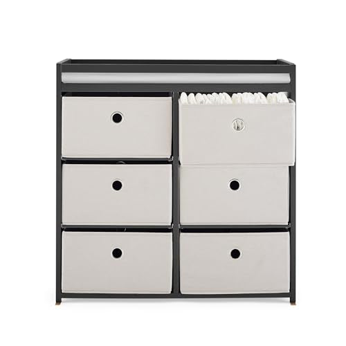 Changing Table with Fabric Storage Bins and Shelves