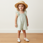 Organic Flutter Jumpsuit - Basil Stripes