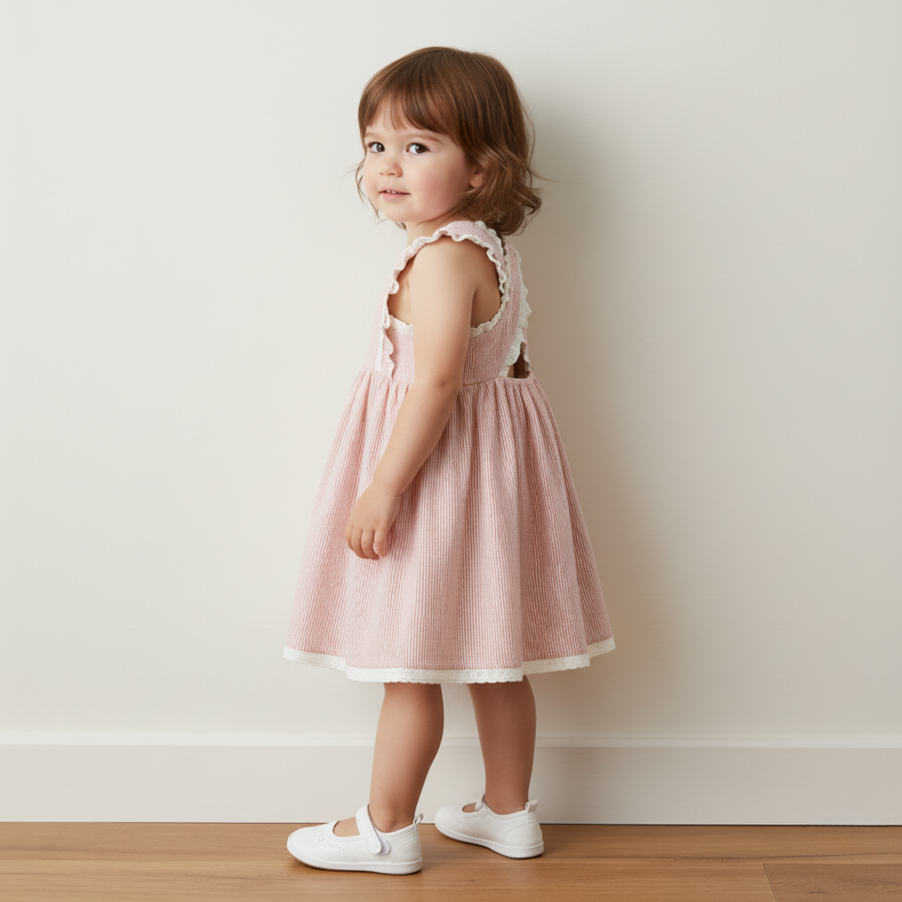 Organic Cross Back Dress - Coral Stripes