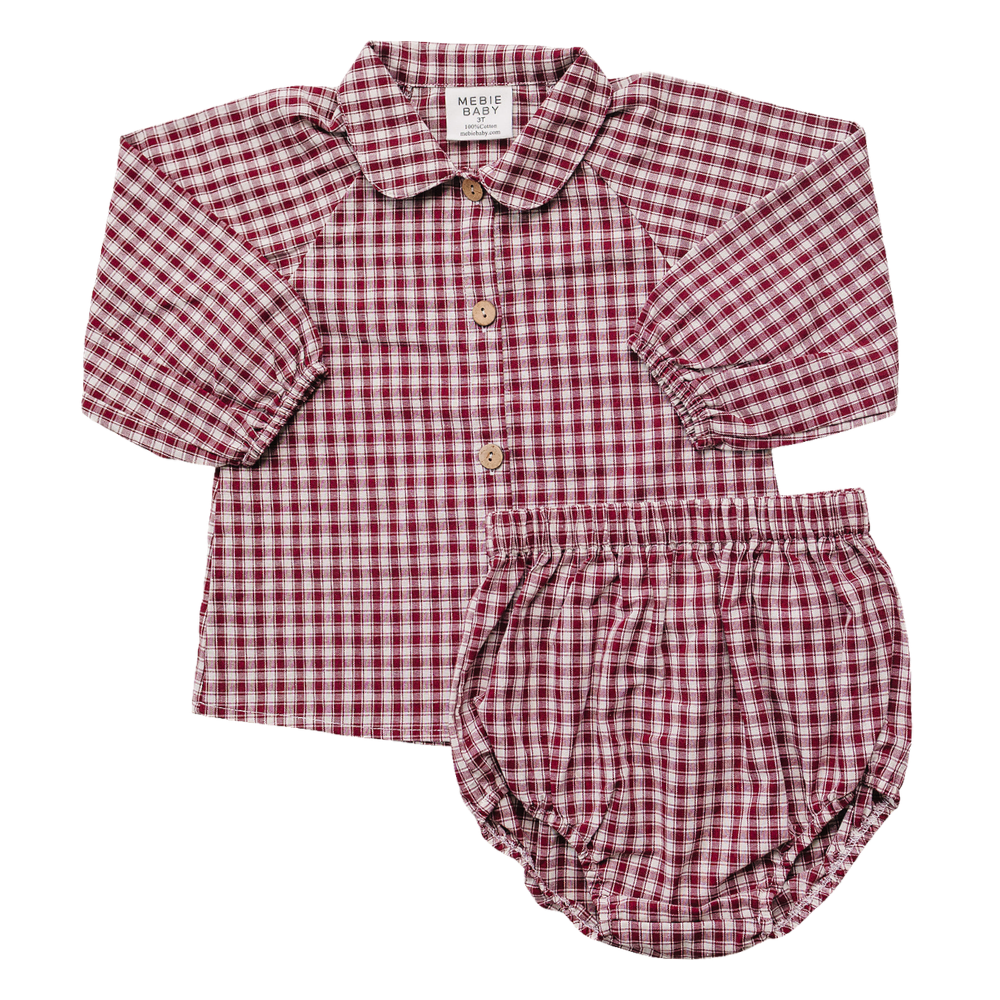 Red Gingham Collar Bloomer Set
