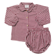 Red Gingham Collar Bloomer Set