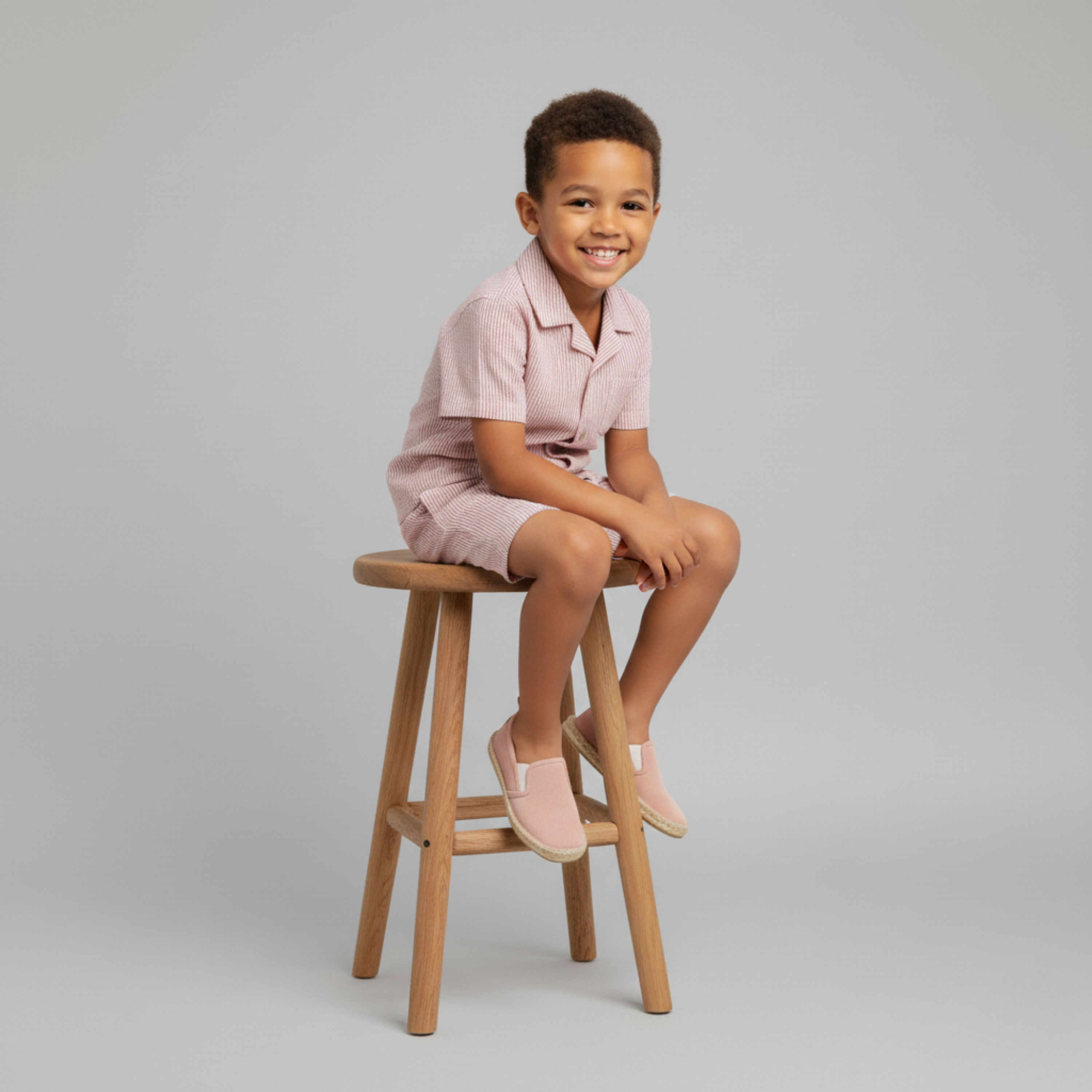 Organic Shirt & Shorts Set - Coral Stripes