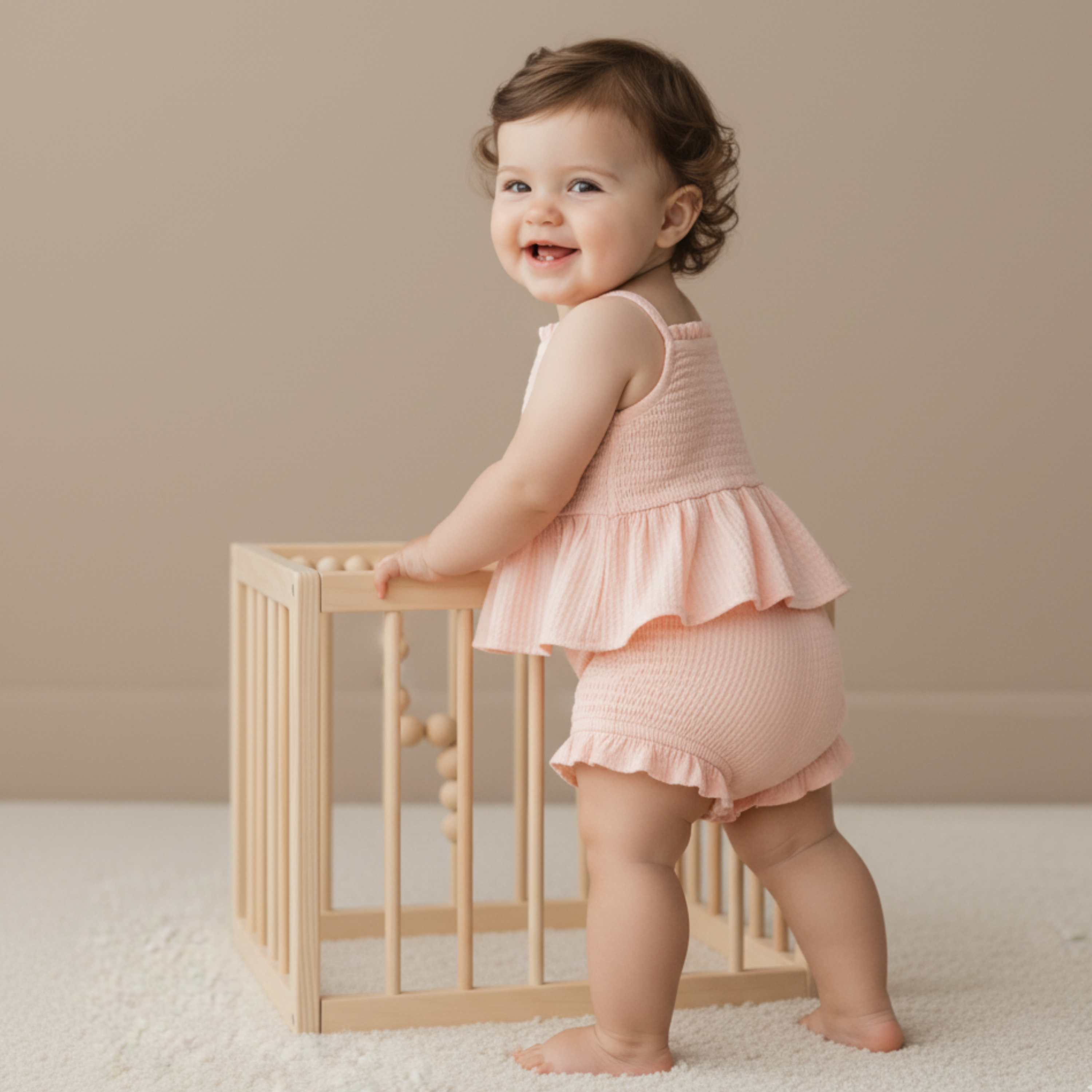 Organic Smocked Top And Bloomer Set - Blush