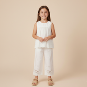 Organic Eyelet Top And Pant Set - Ivory Eyelet