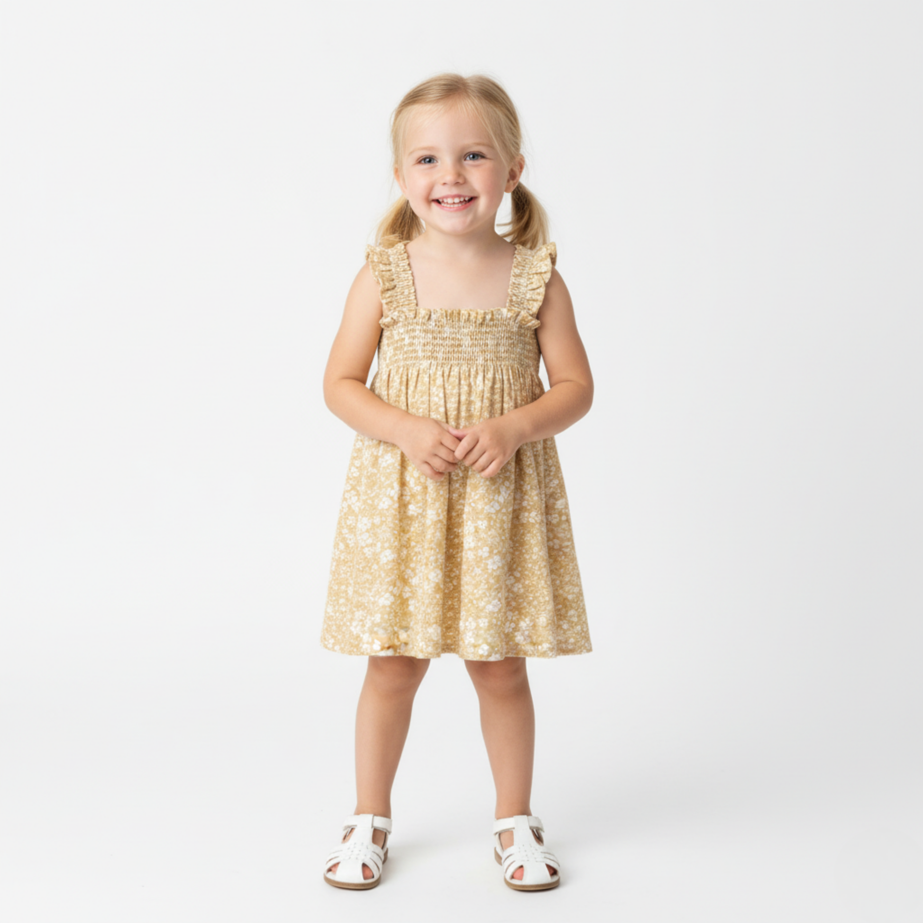 Organic Smocked Sundress - Yellow Blossom