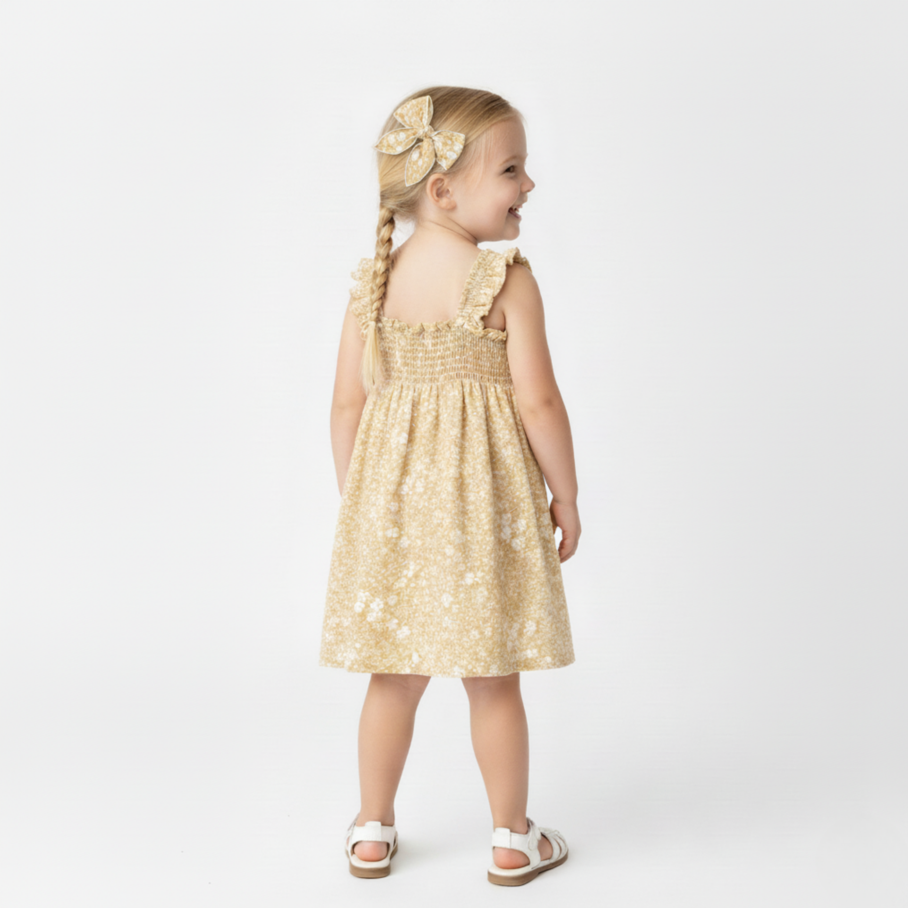 Organic Smocked Sundress - Yellow Blossom