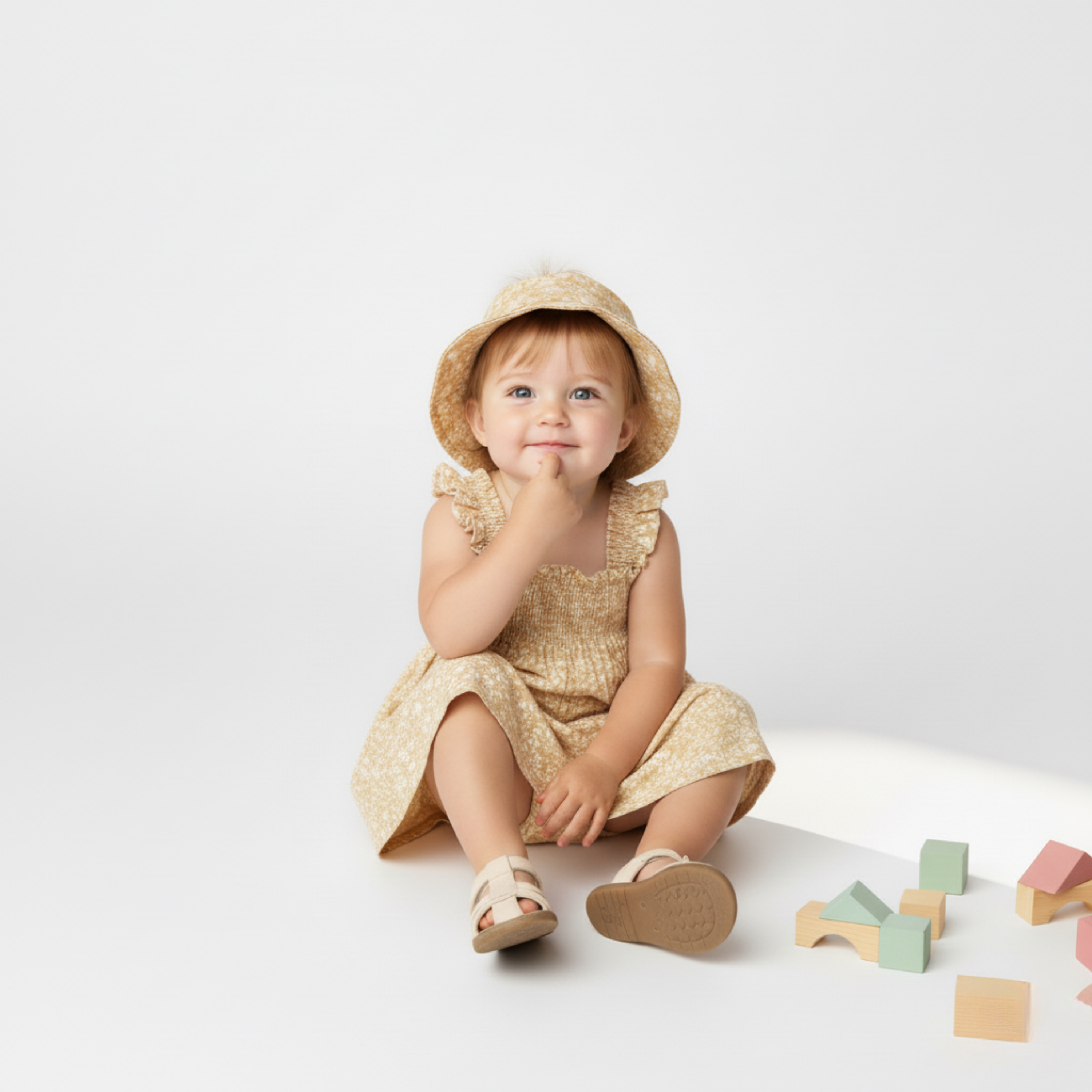Organic Bucket Sun Hat - Yellow Blossom
