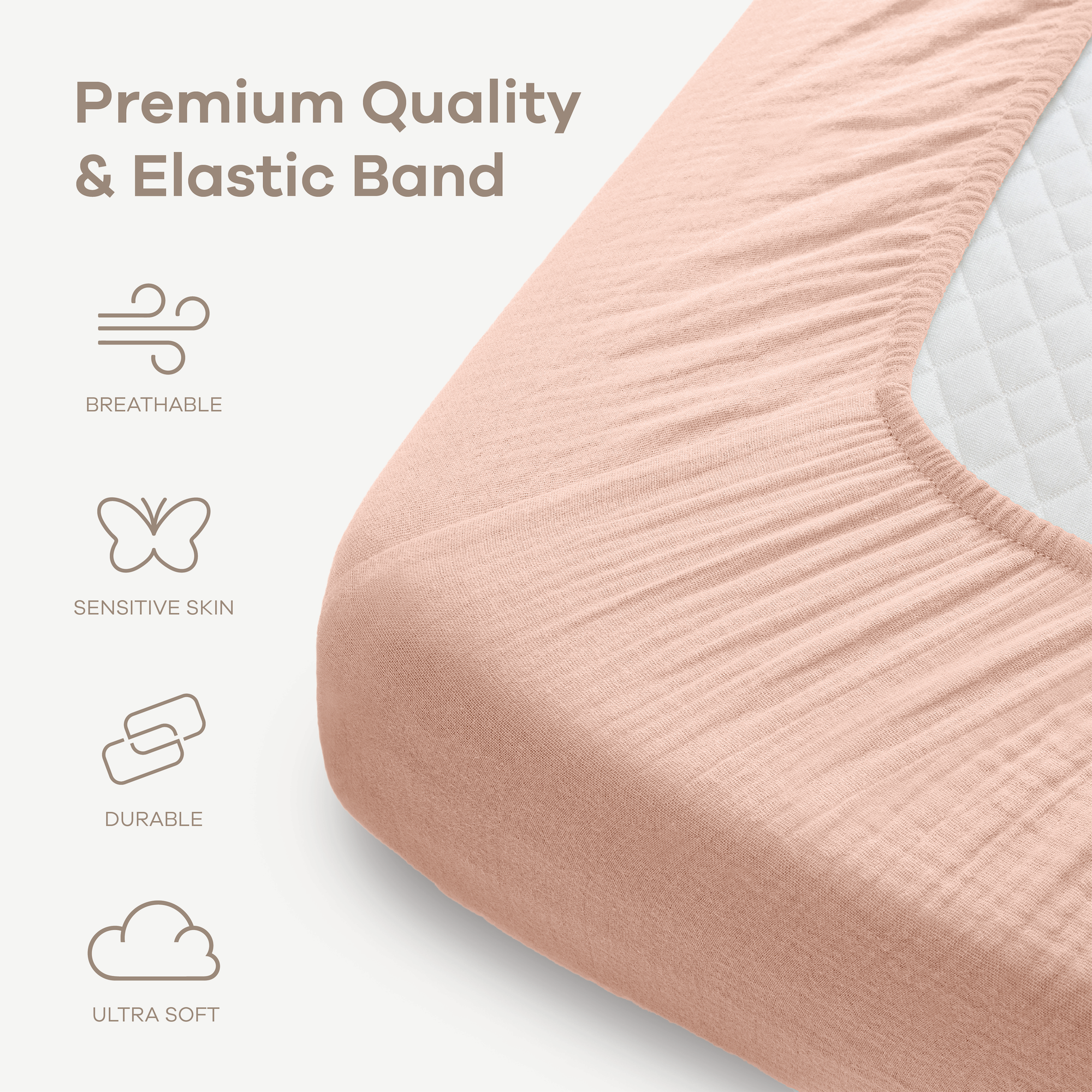Muslin Fitted Crib Sheets, 2 Pack in Mauve and Blush