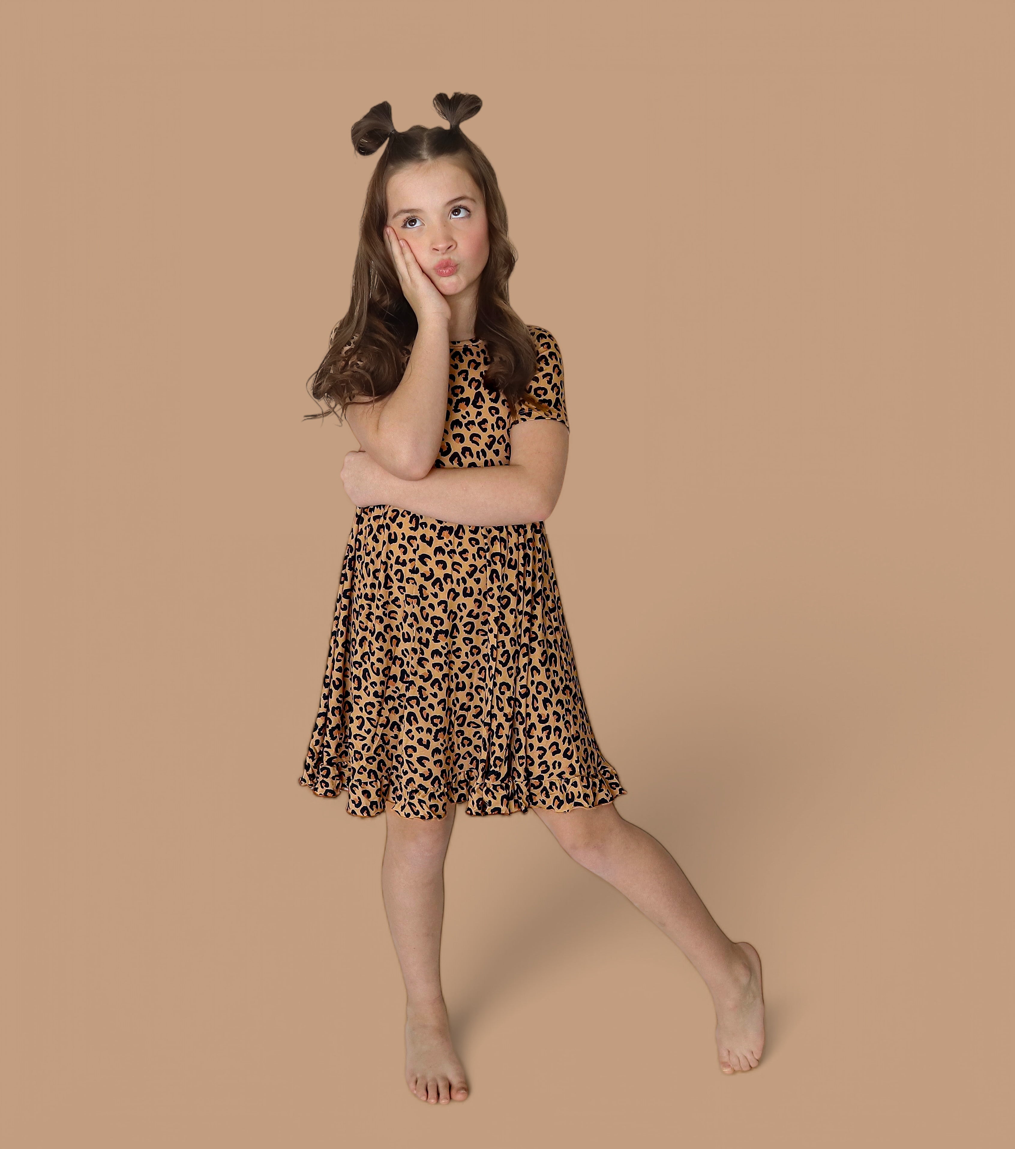 LEOPARD DREAM RUFFLE DRESS
