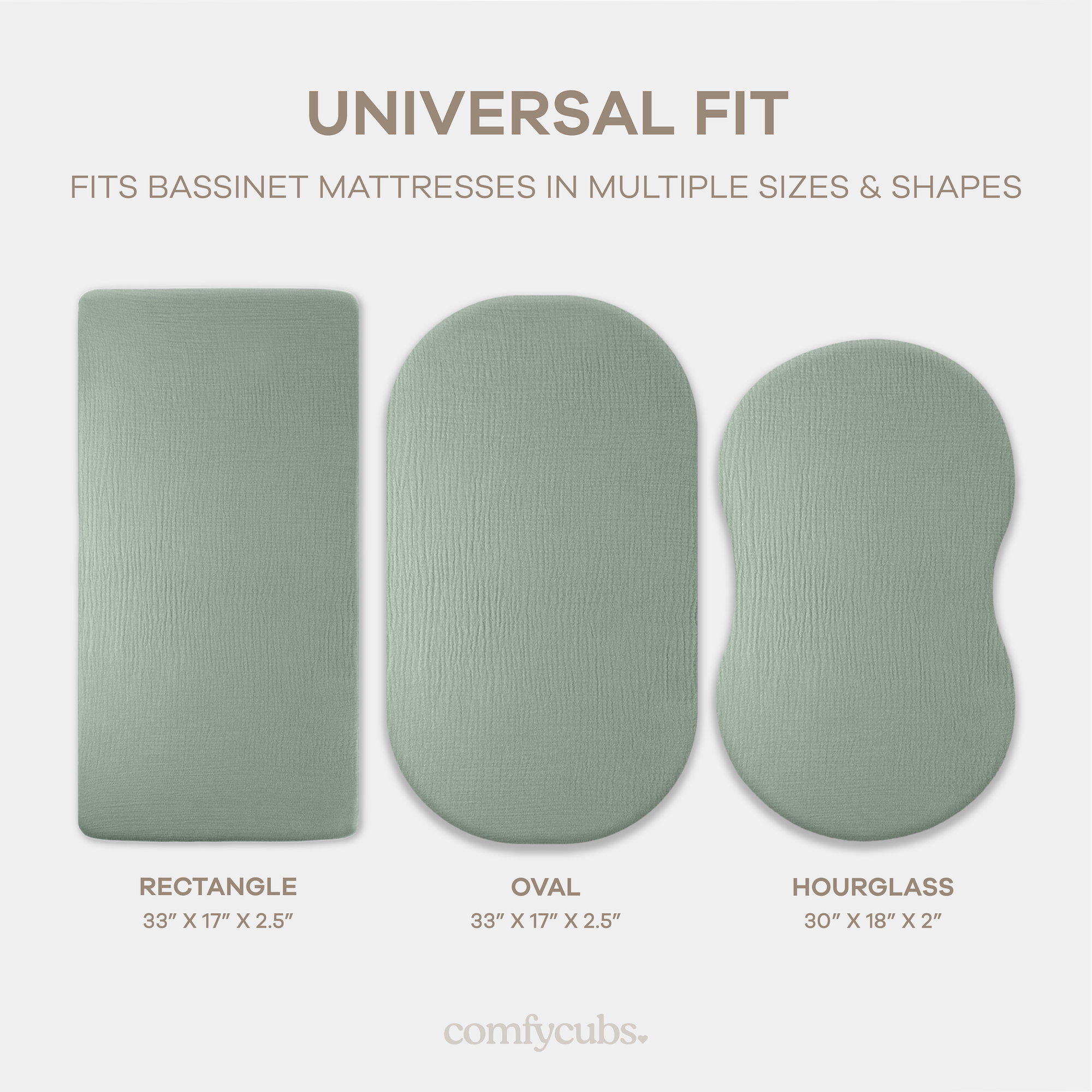 Muslin Cotton Bassinet Sheets, 2 Pack in Fern and Cream