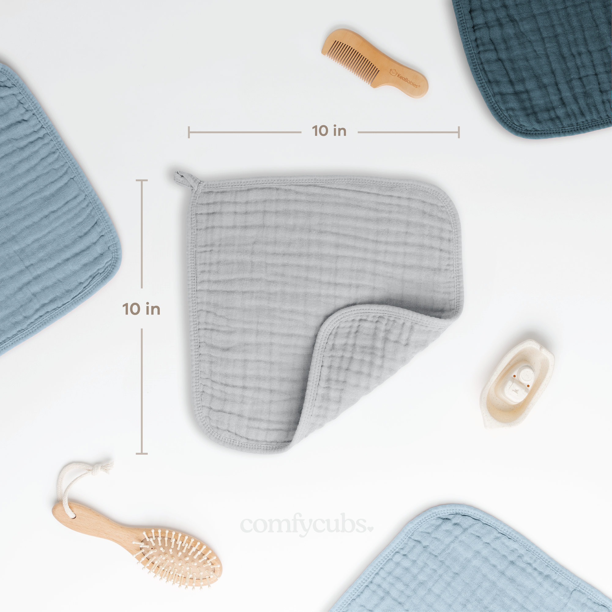 Muslin Washcloths in Heather Blue