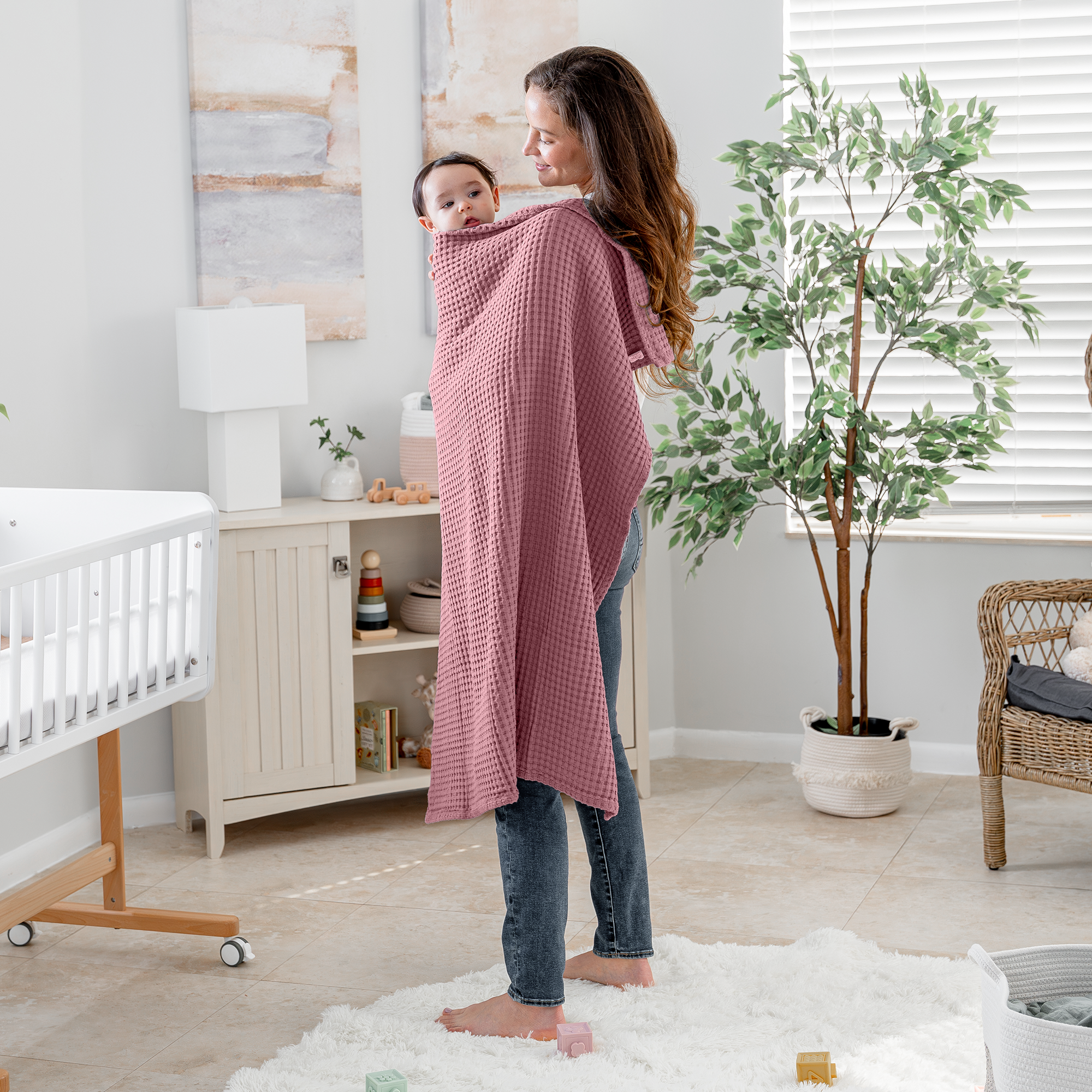 Baby Waffle Blankets in Mauve