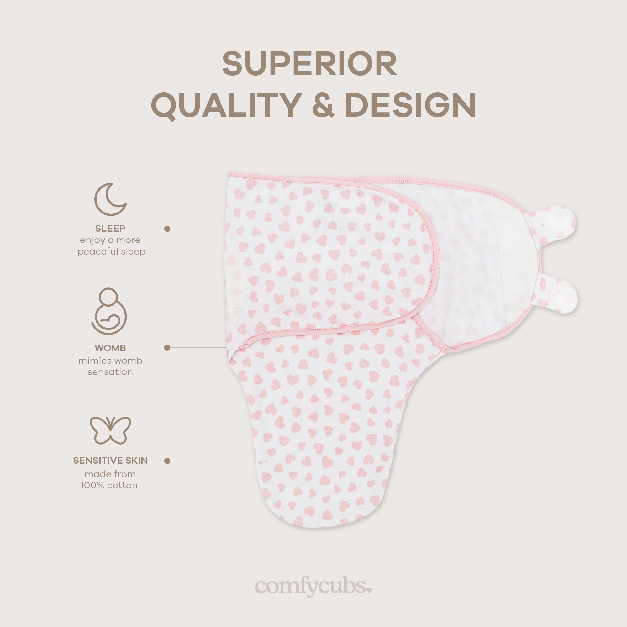 Easy Swaddle Blankets in Pink, Pack of 3
