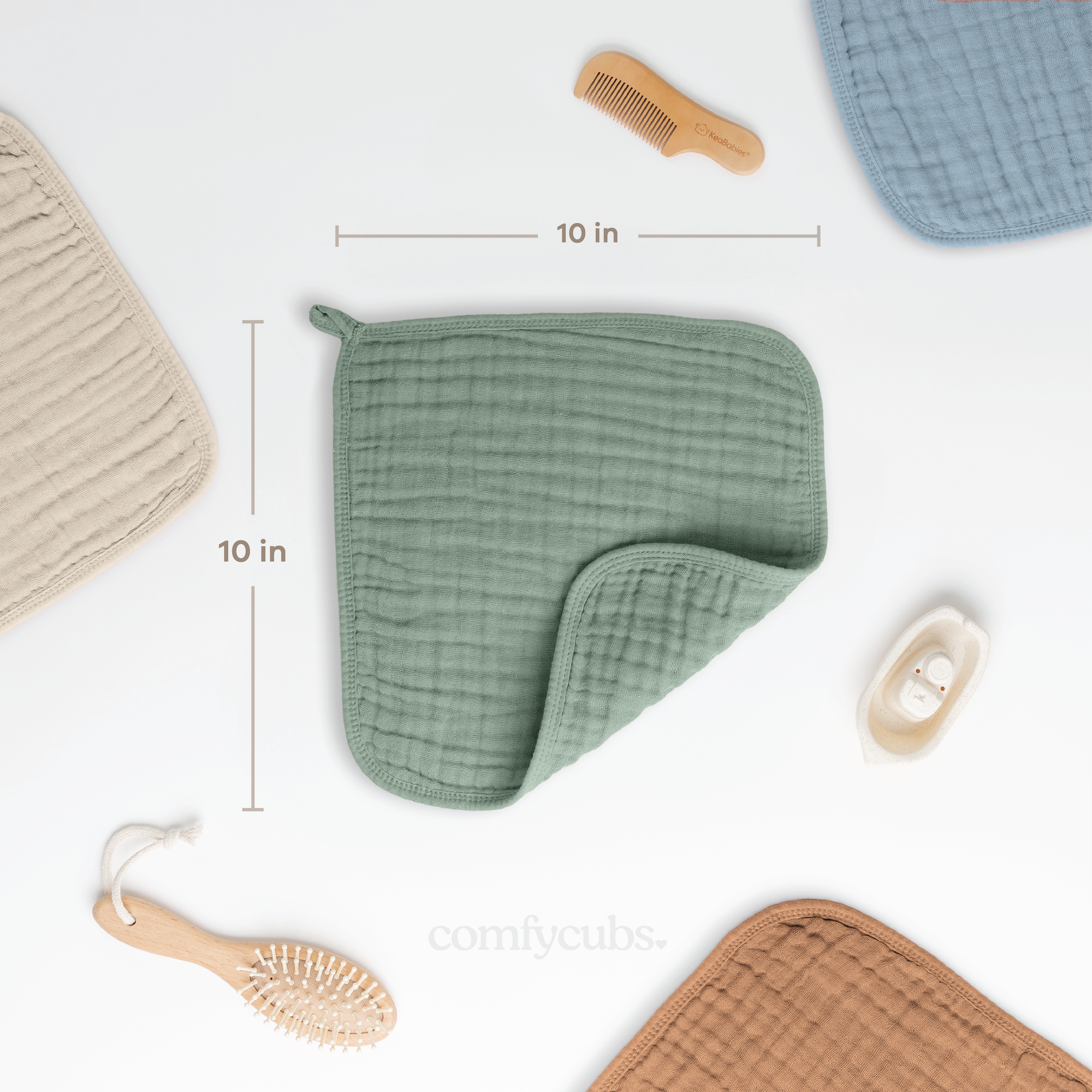 Muslin Washcloths in Fern