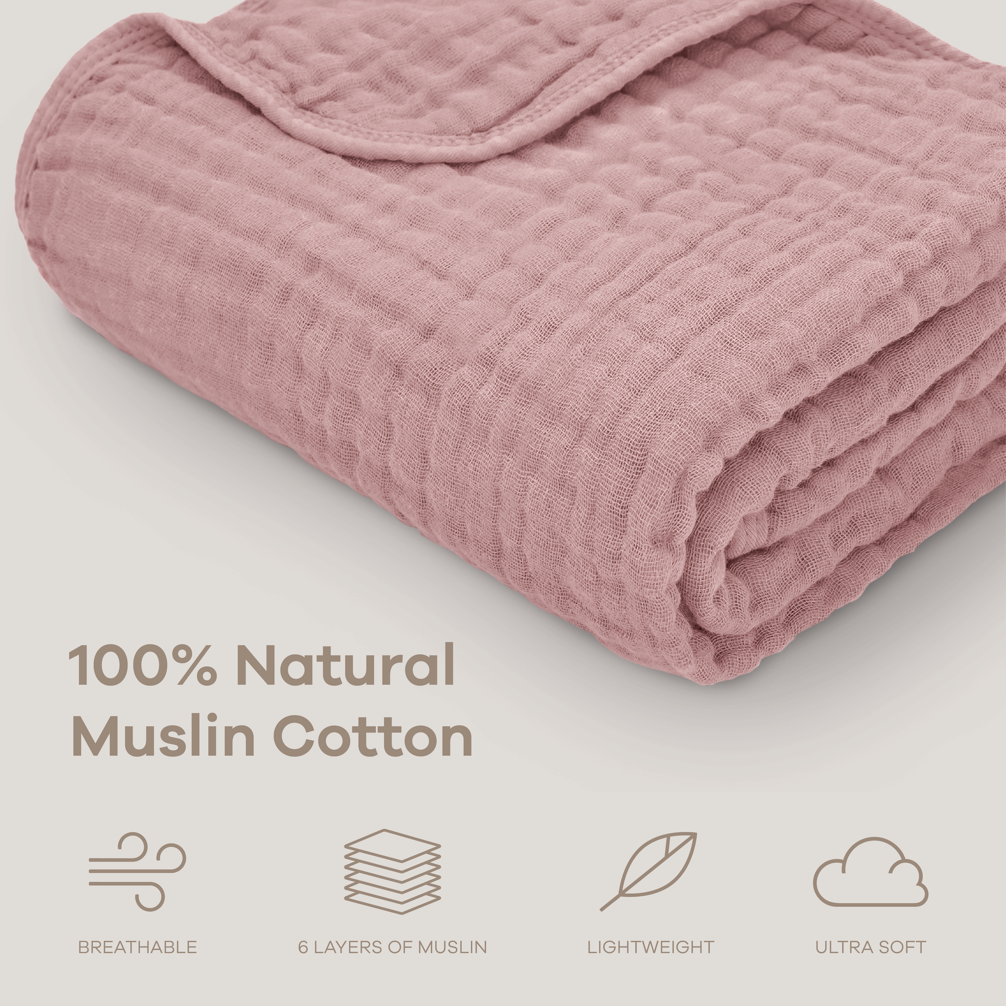 Baby Muslin Blanket in Mauve