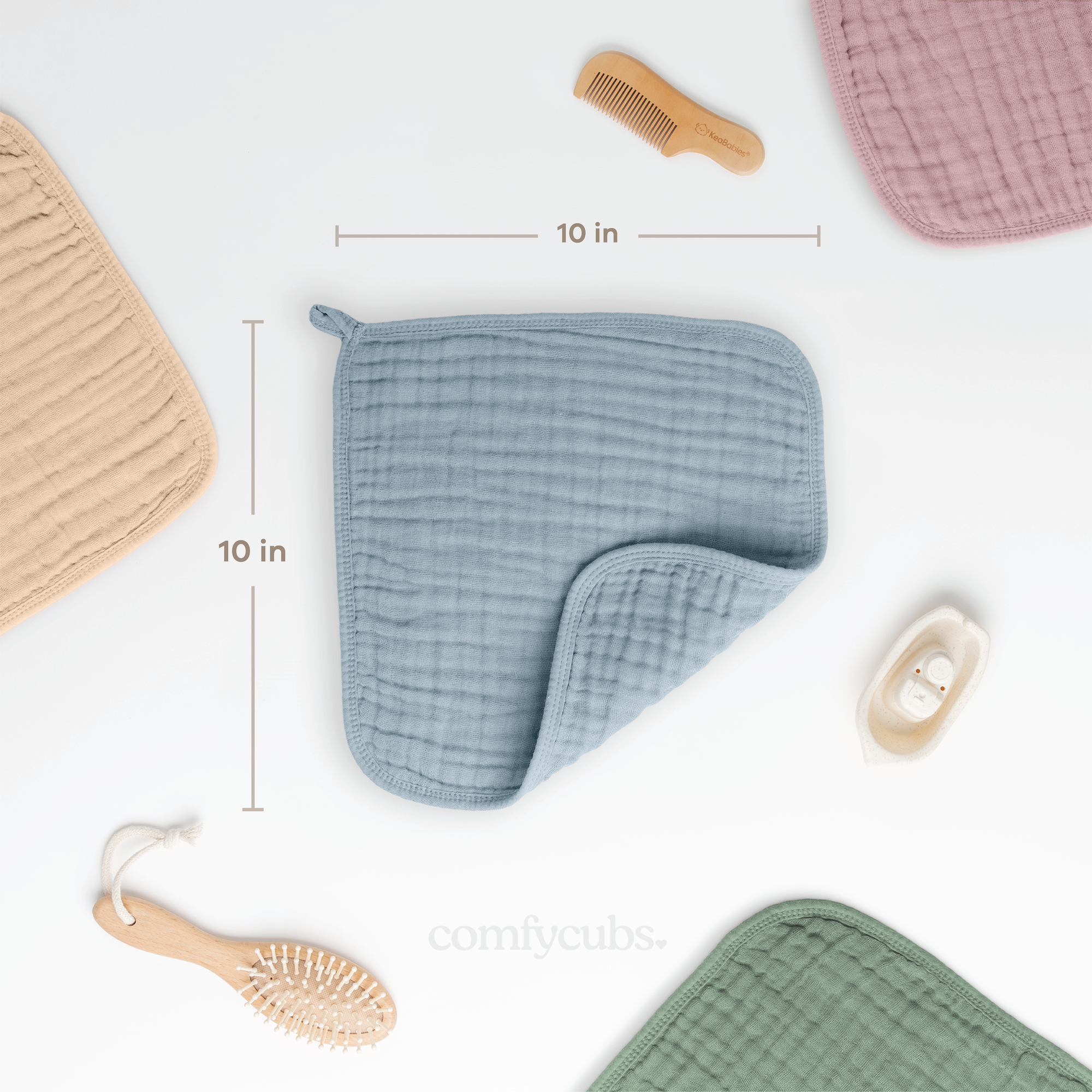 Muslin Washcloths in Pacific Blue