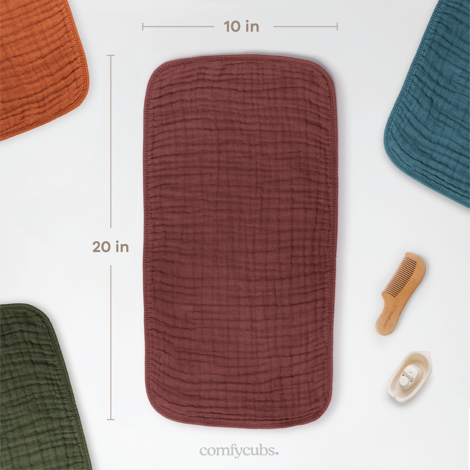 Muslin Burp Cloths  in Wine