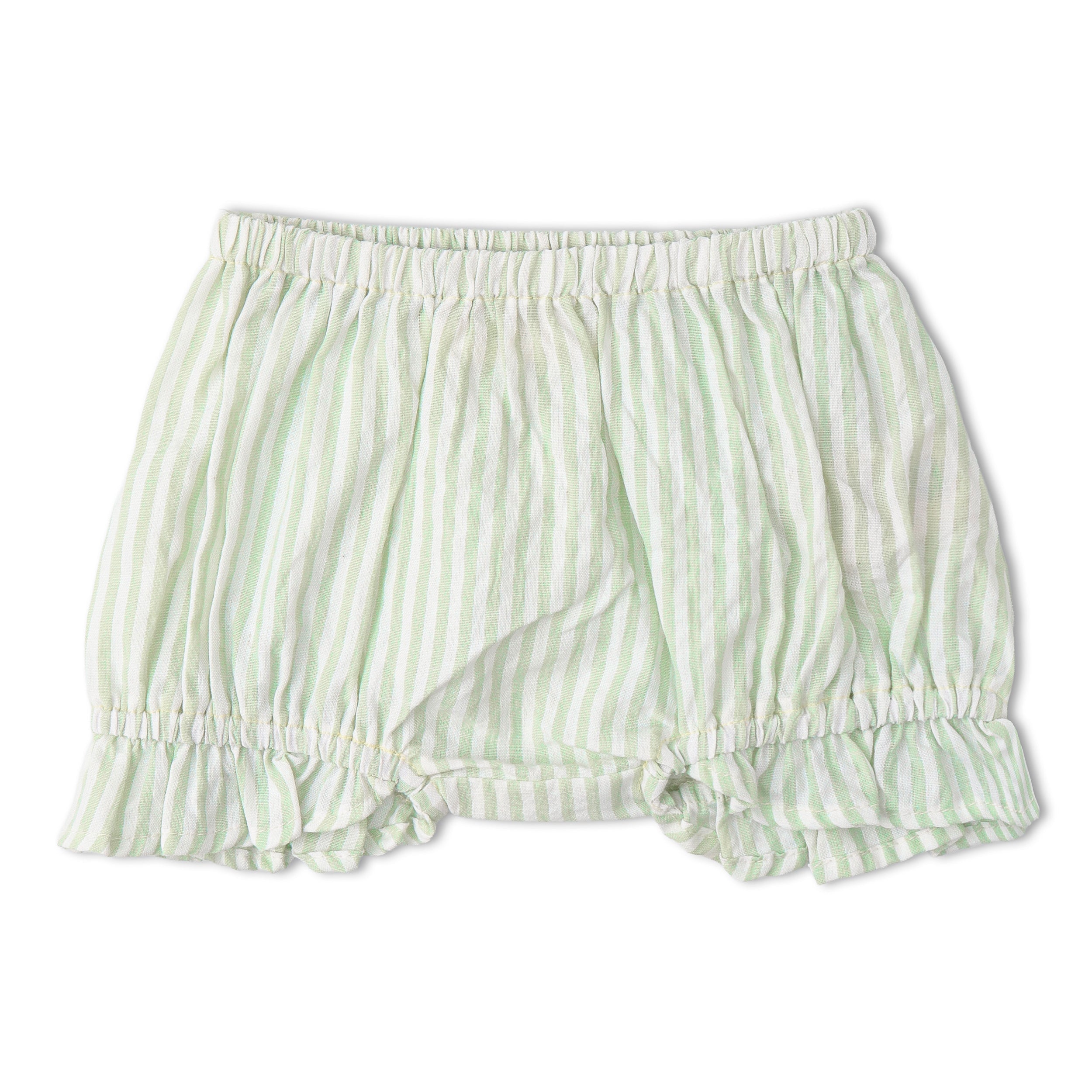 Organic Smocked Top And Bloomer Set - Basil Stripes