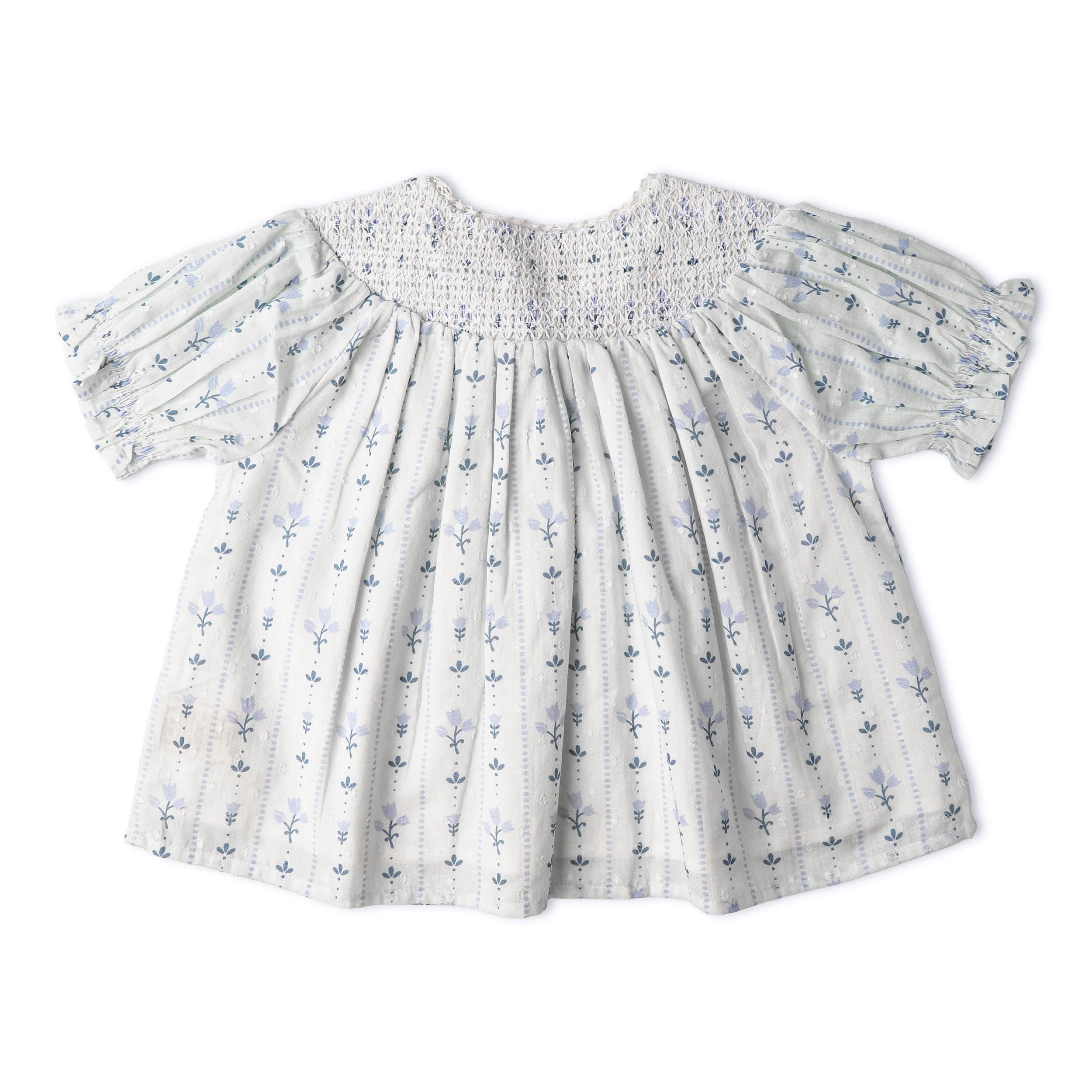 Organic Smocked Top & Shorts Set - Blue Vines
