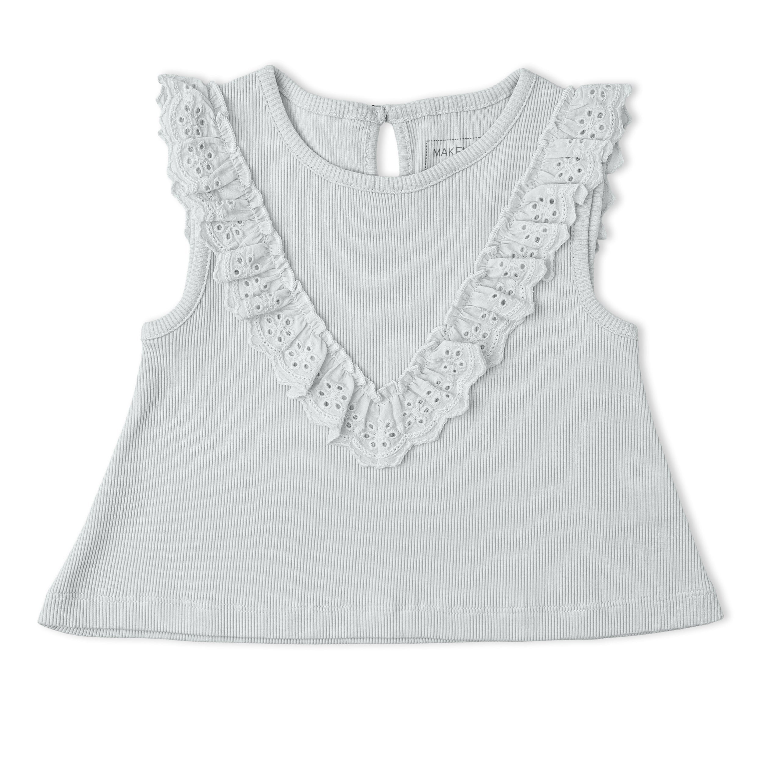 Organic Ruffle Top & Shorts Set - Fog