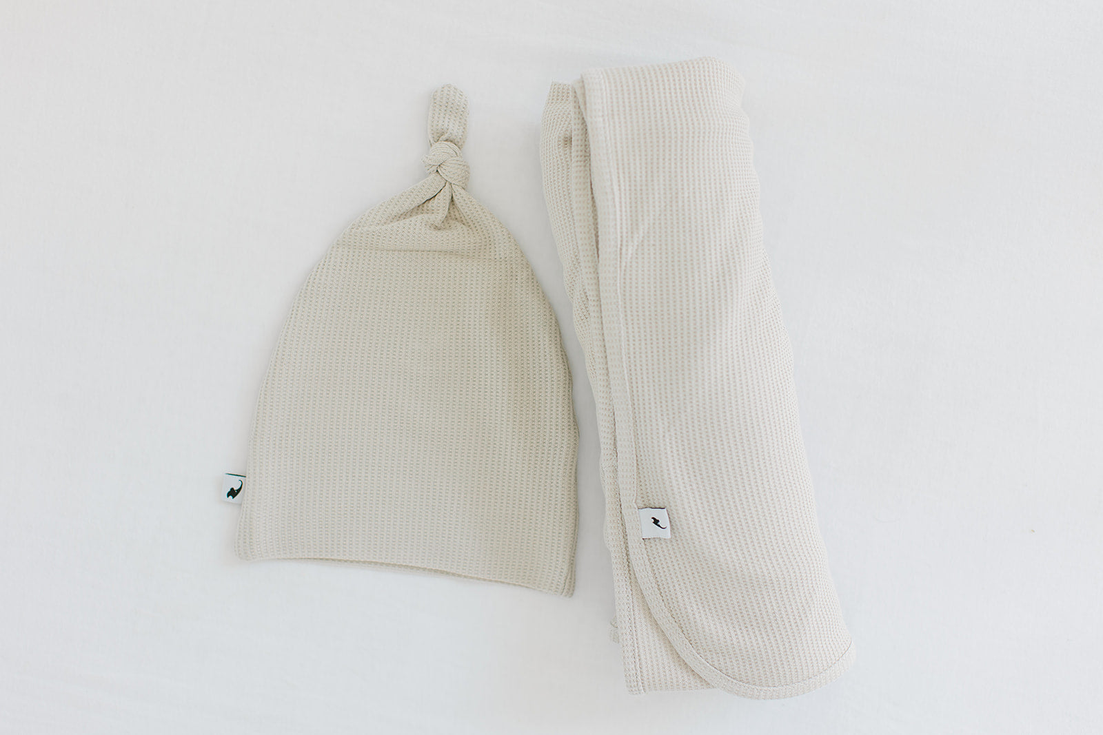 Grey waffle top knot hat