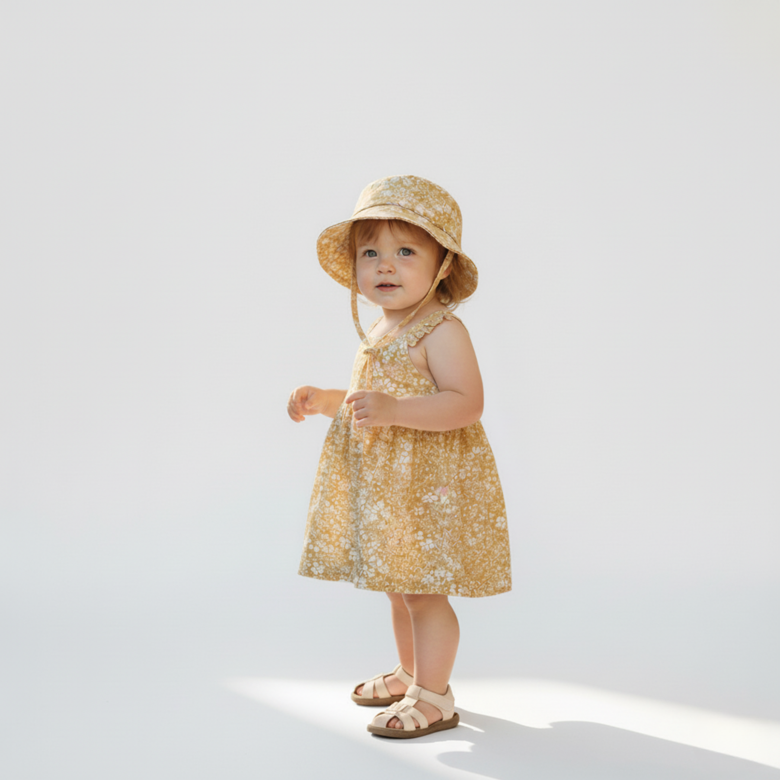 Organic Bucket Sun Hat - Yellow Blossom