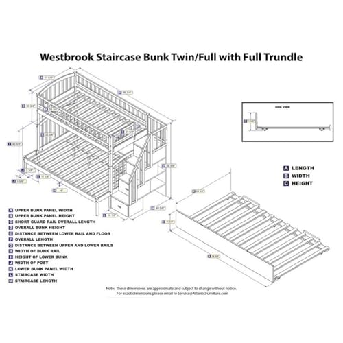 Twin Over Full Bunk Bed with Trundle and Staircase Storage