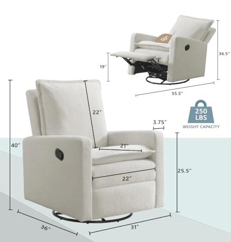 Upholstered Swivel Glider Recliner Nursery Chair