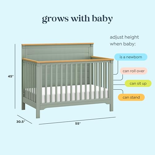 4-in-1 Convertible Baby Crib with Adjustable Heights