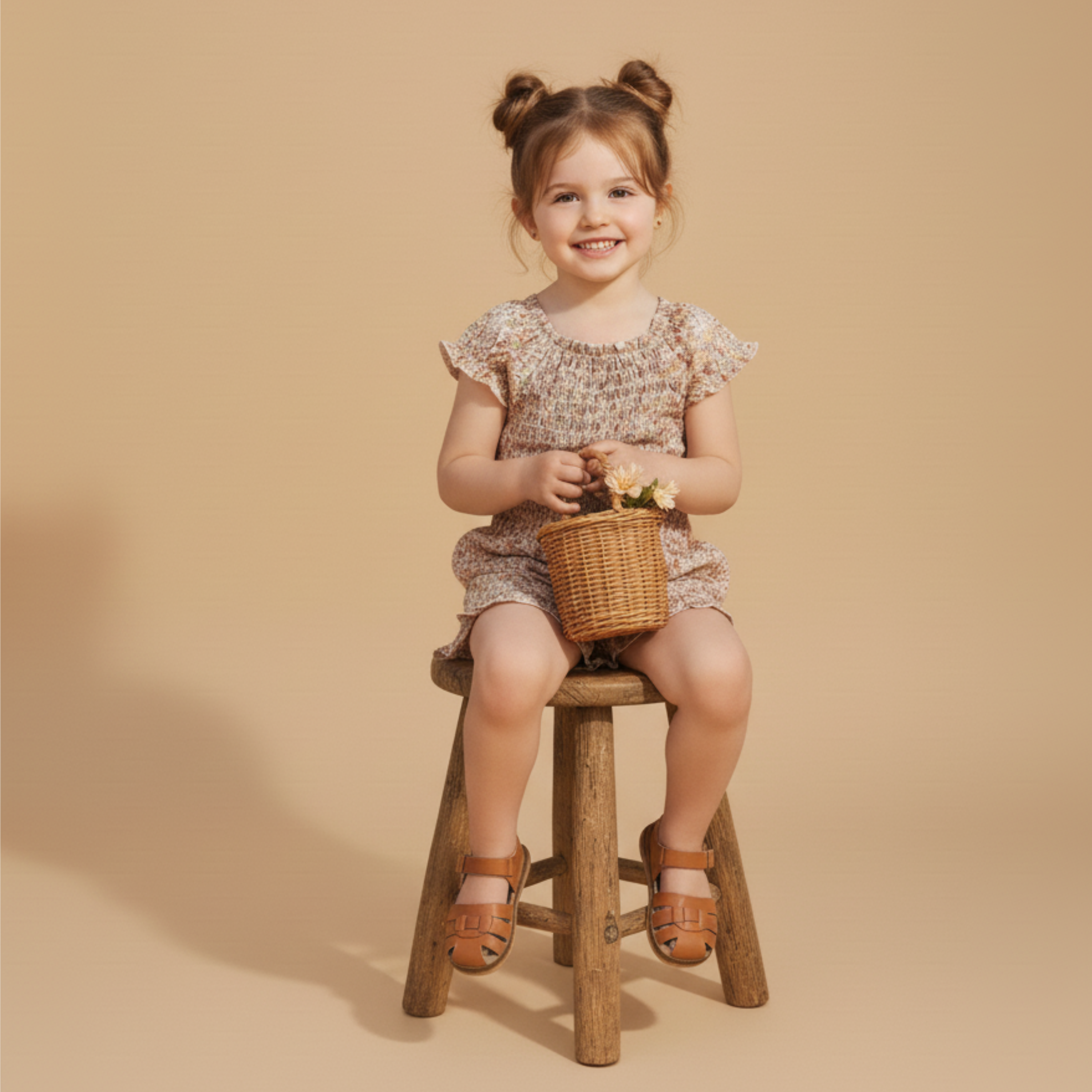 Organic Smocked Jumpsuit - Pastel Bloom