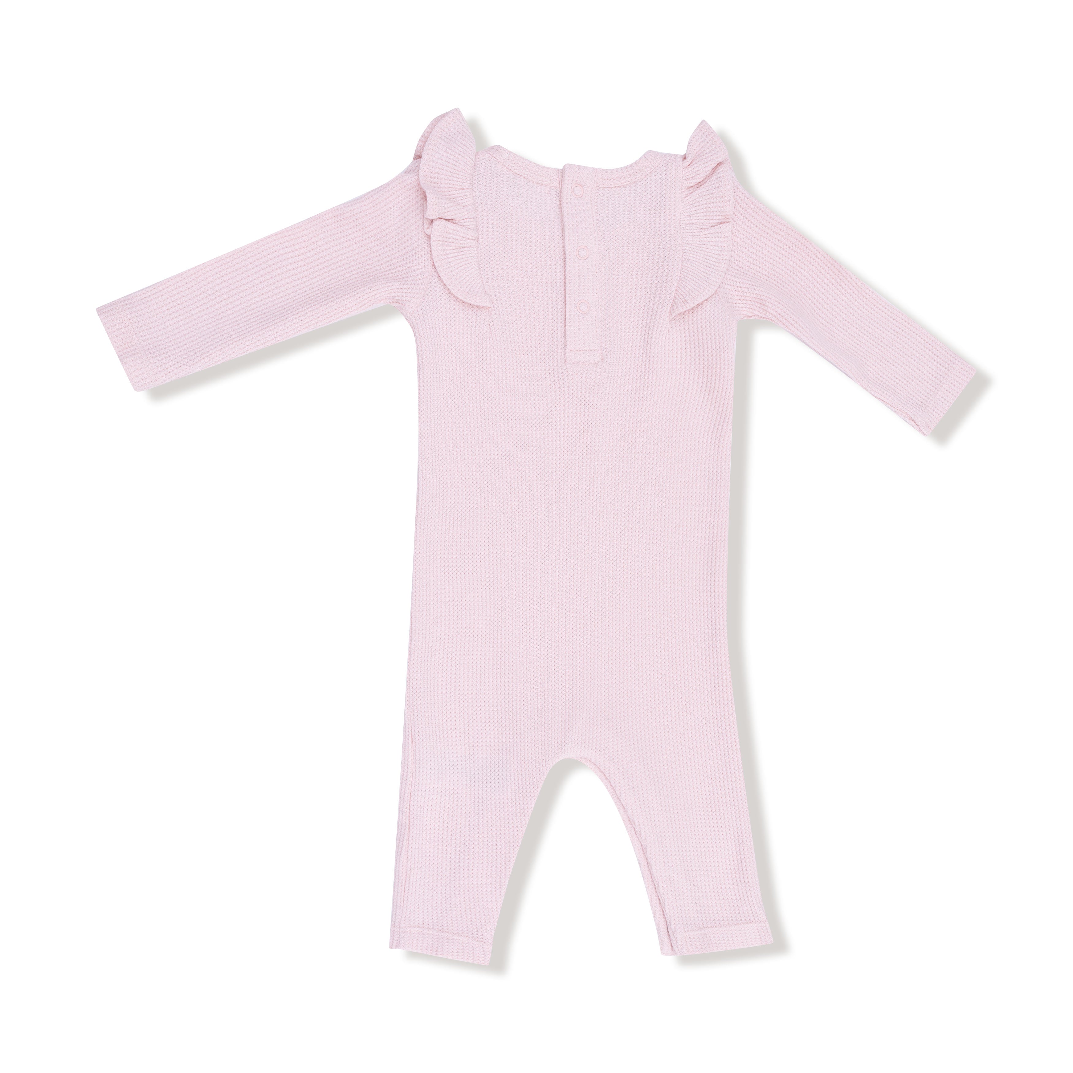 Veiled Pink - Long Sleeve Ruffle Romper